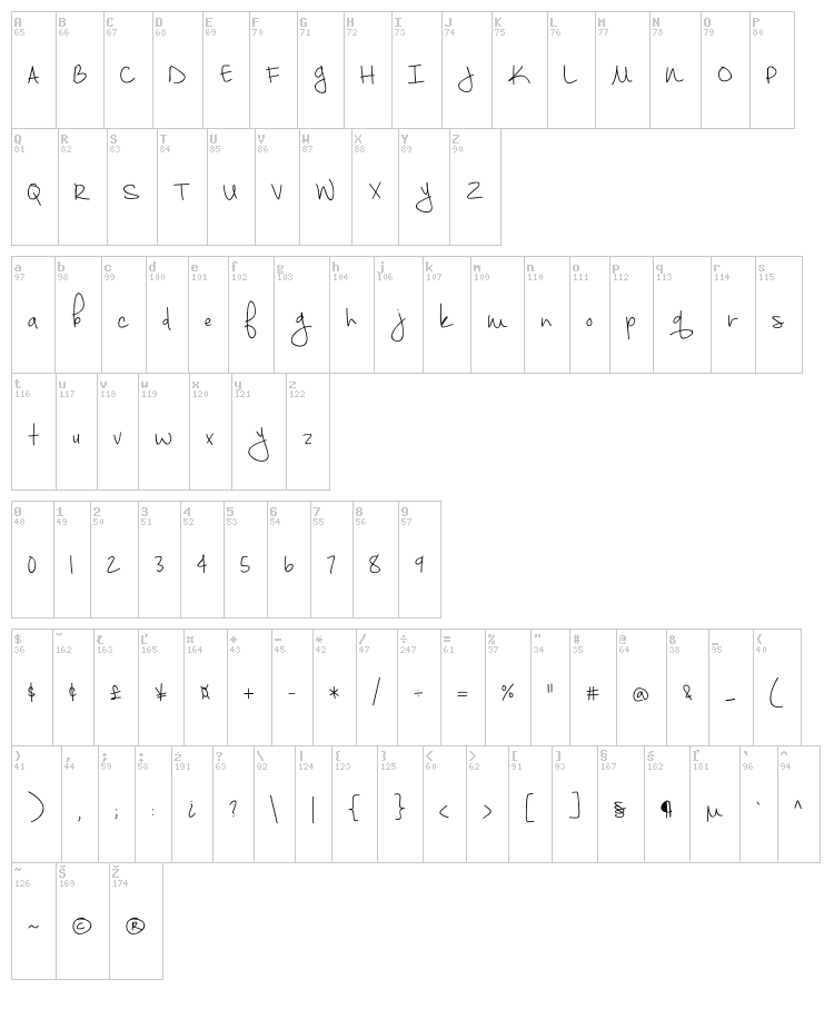 September Mornings font map